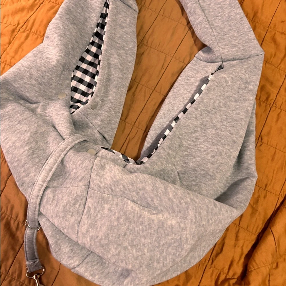 Gray Hoodie with Checkered Lining